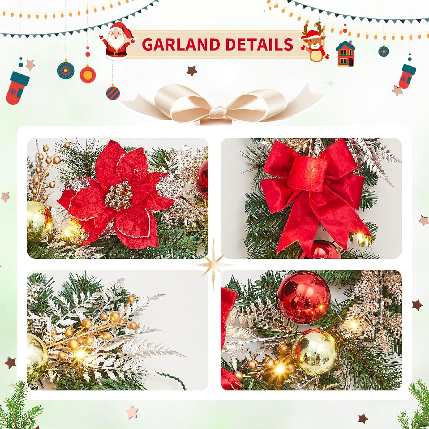 Garvee 6ft Pre-Lit Christmas G - Led Fairy String Lights ulasan dan harga