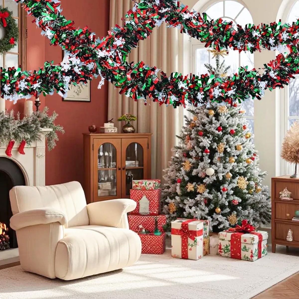 2M Christmas Tinsel Garland Re - Tinsel Garland Decoration ulasan dan harga