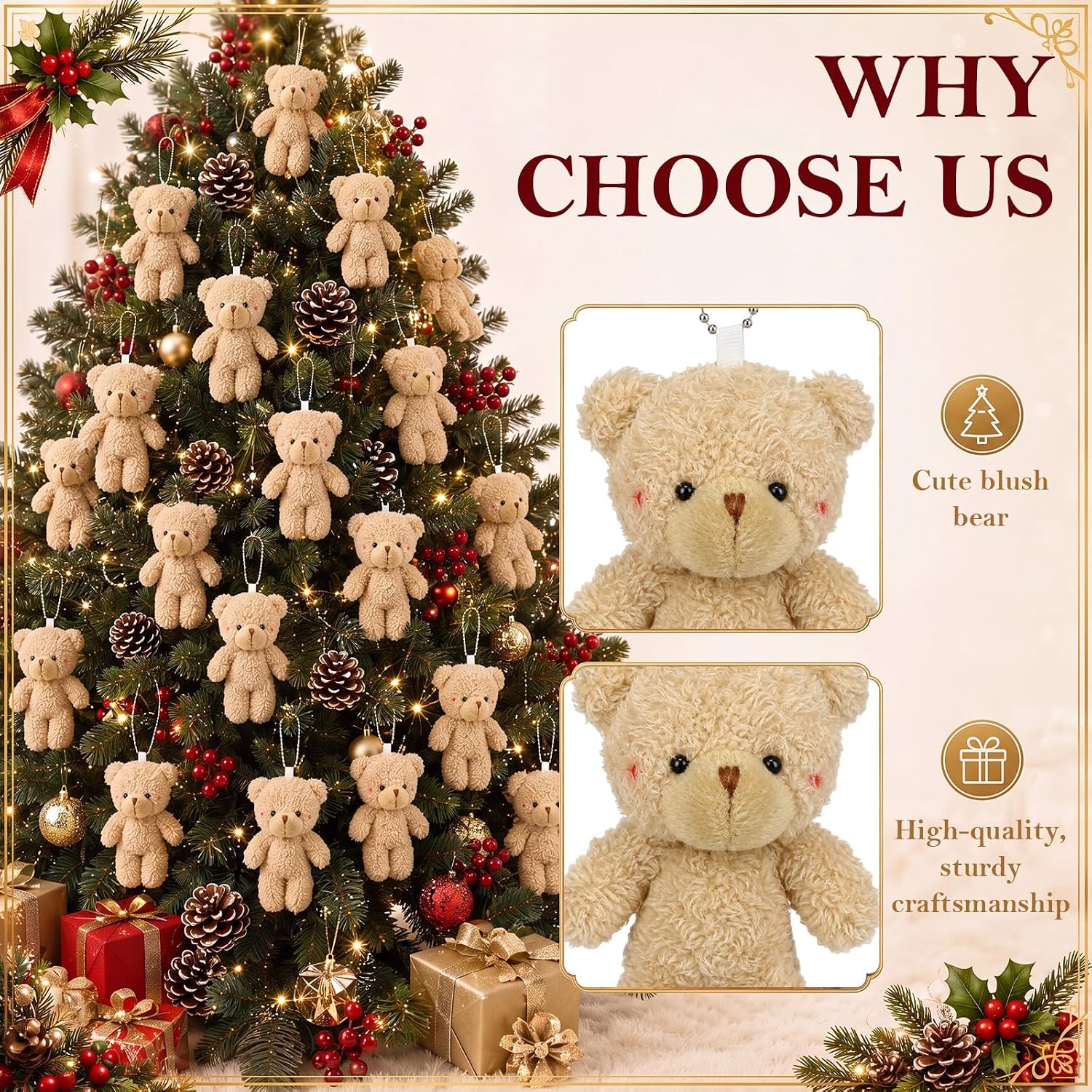 12-60Pcs Christmas Mini Teddy  - Christmas Stocking Hanging ulasan dan harga