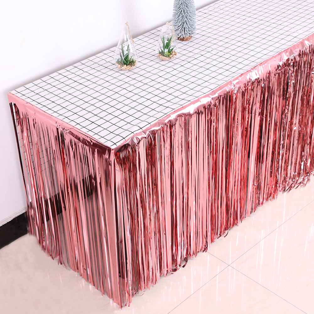 Table Skirt Foil Fringe Curtai - Tinsel Garland Decoration ulasan dan harga